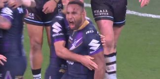 Olam scores first NRL try as Storm surge past Sharks
